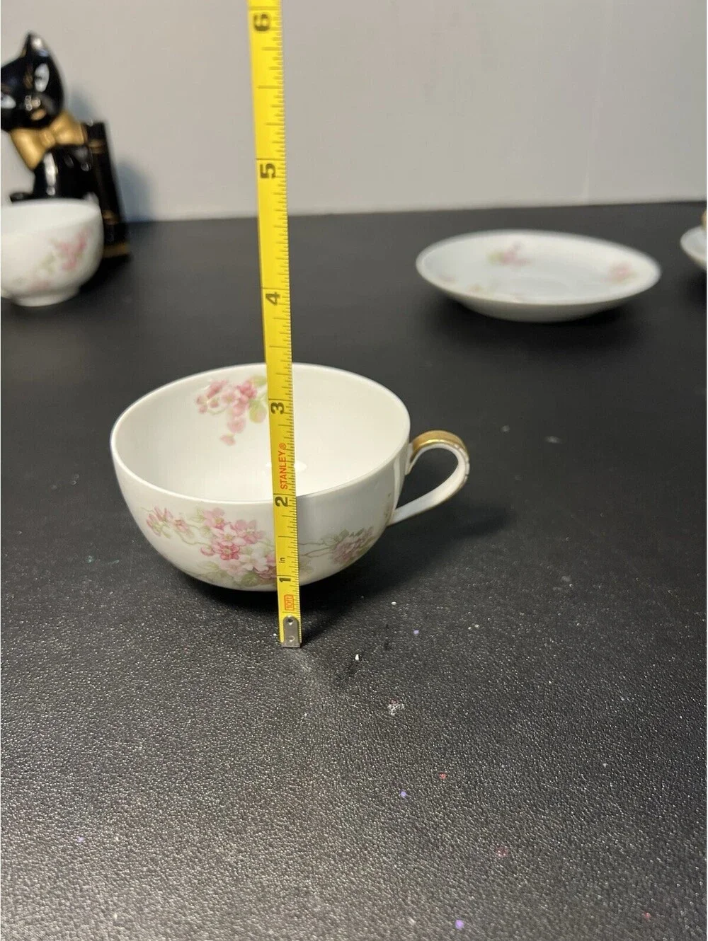 O&EG Royal Austria 1900s Roses Pink Floral Porcelain 8 Cups 7 Saucers Set